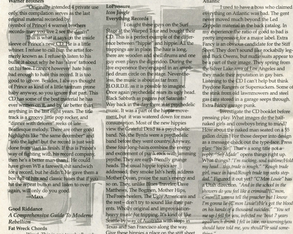 The Stiff Sheet: August 1996